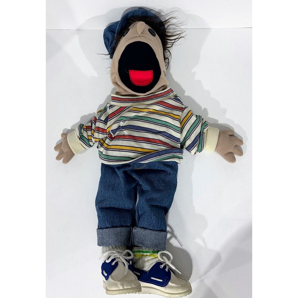 Sunny & Co Boy Hand Puppet 22” Striped Shirt Plush Puppet Good Used